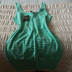 Brand new midi dress green and white stripe